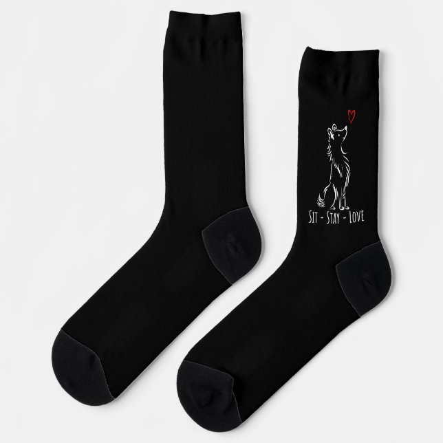 Sit-Stay-Love Sheltie Socken (Linkes Detail)