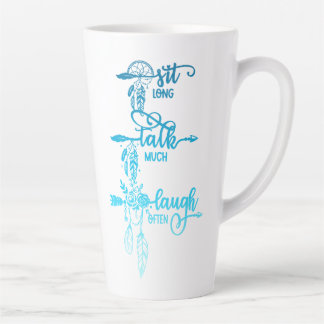 Sit, Talk, Laugh, Blue Ombre Boho Latte Mug Milchtasse