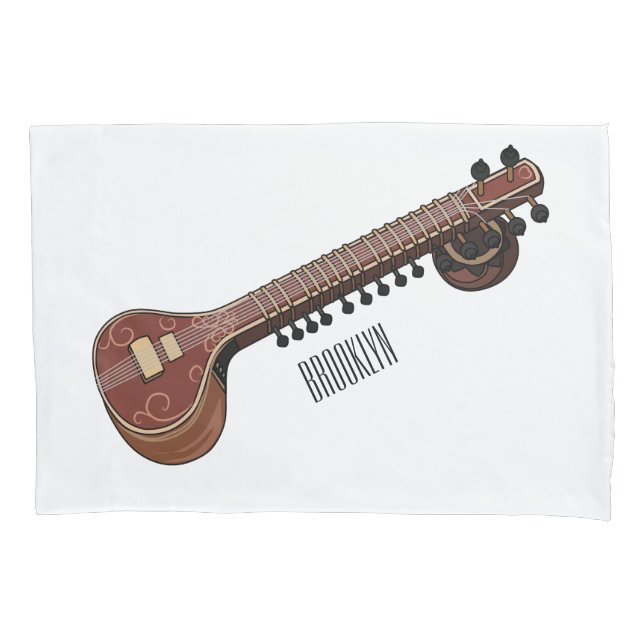 Sitar-Cartoon-Abbildung Kissenbezug (Vorderseite)