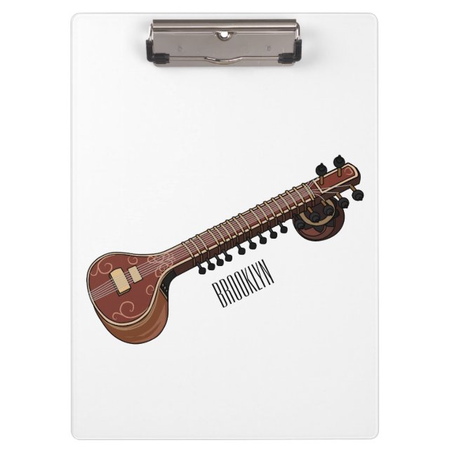 Sitar-Cartoon-Abbildung Klemmbrett (Vorderseite)