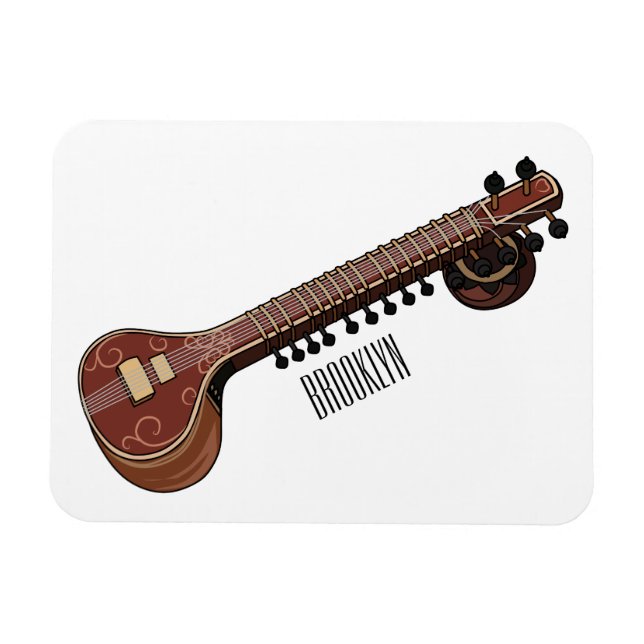 Sitar-Cartoon-Abbildung Magnet (Horizontal)
