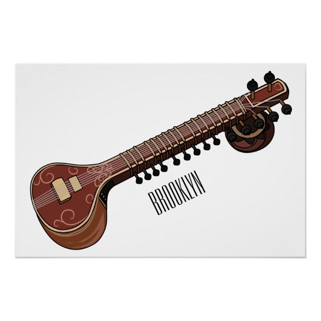 Sitar-Cartoon-Abbildung Poster (Vorderseite)