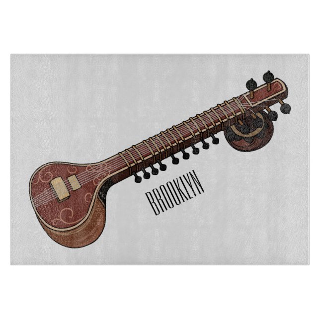 Sitar-Cartoon-Abbildung Schneidebrett (Vorderseite)
