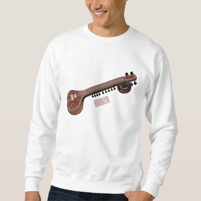 Sitar-Cartoon-Abbildung Sweatshirt (Vorderseite)