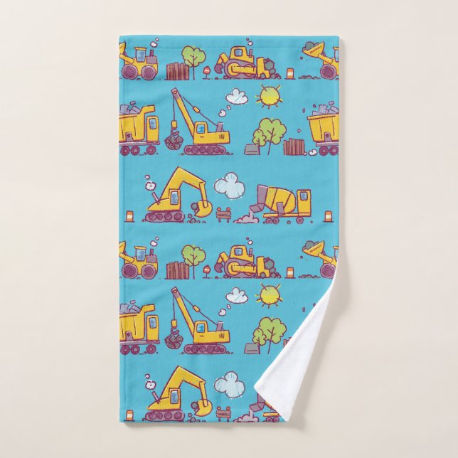 Site de construction pour enfants et véhicules (Serviette à main)