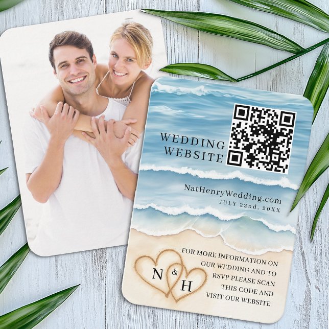 Site de mariage sur la plage Carte de fermeture de (Wedding Website Enclosure Card)
