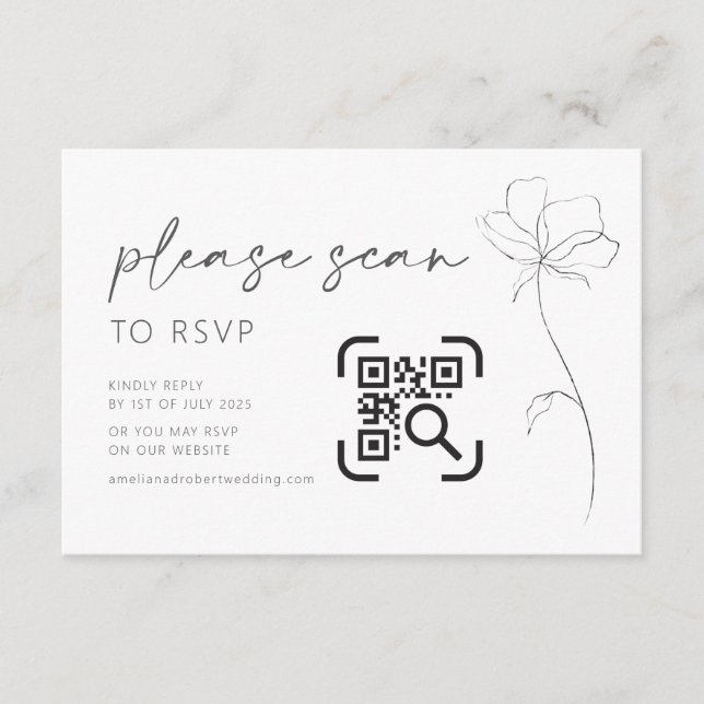 Site mariage Carte de boîtier QR Code RSVP Moderne (Devant)