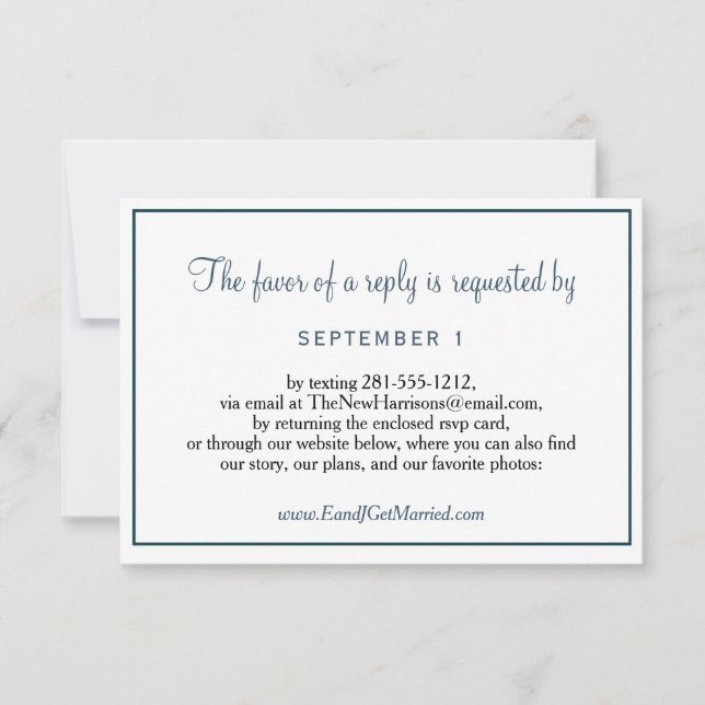 Site mariage Elegant Dust Blue Script RSVP (Devant)