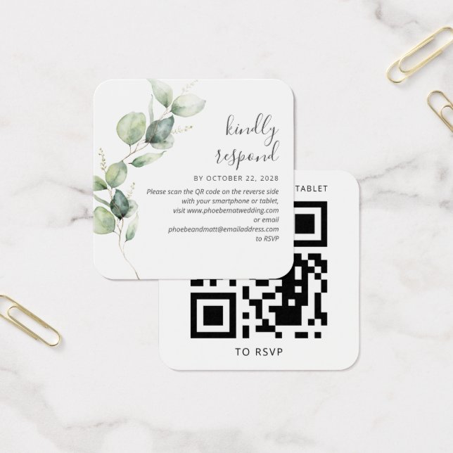 Site Mariage Eucalyptus Green Code QR RSVP (Bureau)