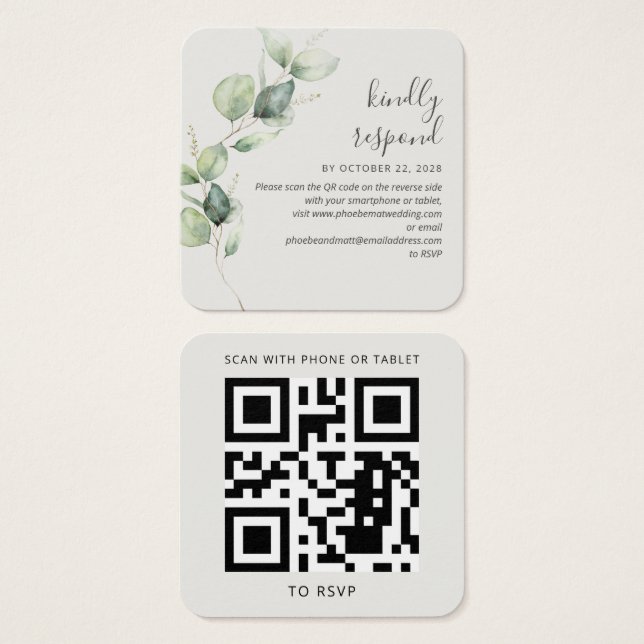 Site Mariage Eucalyptus Green Code QR RSVP (Devant & derrière)