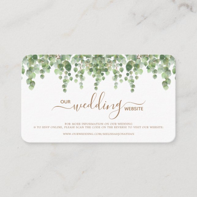Site Mariage Eucalyptus QR Code carte RSVP (Devant)