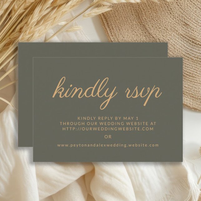 Site Mariage Olive Green Kindly RSVP (Dark olive/sage green wedding RSVP card)