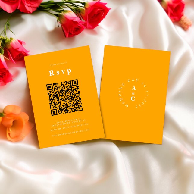 Site mariage | RSVP QR Code Photo orange (MODERN BOLD RSVP QR CODE )