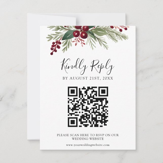 Site Mariage Rustic Greenery Code QR Carte RSVP (Devant)