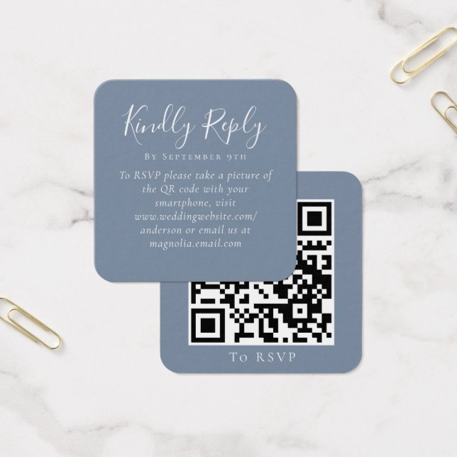 Site Web Dusty Blue Mariage QR Code RSVP (Bureau)