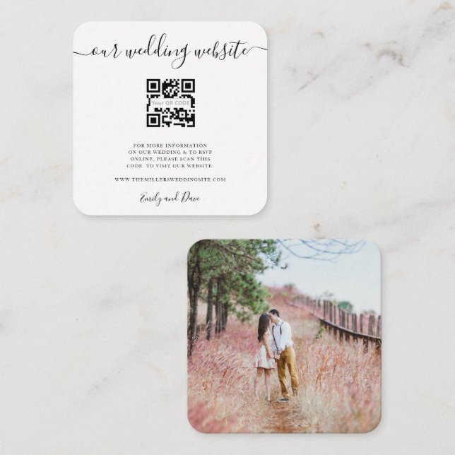 Site Web mariage Insérer une carte QR CODE photo s (Devant / Derrière)