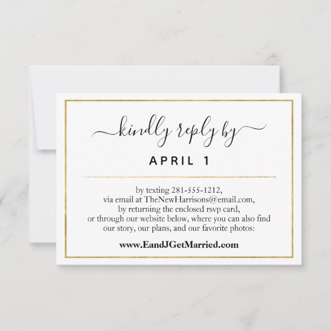 Site Web Simple Gold Script Mariage/Réception RSVP (Devant)