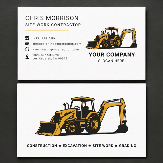 Site Work Contractor Professional Visitenkarte (Von Creator hochgeladen)