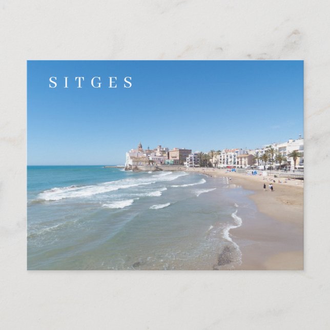 Sitges Blick auf den Strand Postkarte (Vorderseite)