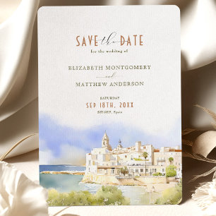 Sitges Spanien Hochzeit in Urlaubsort Rett-the-Dat Einladung