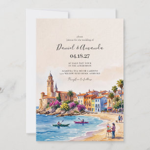 Sitges Spanien Küstenwasserfarben-Einladung Einladung