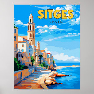 Sitges Spanien Vintage-Reiseillustration Poster