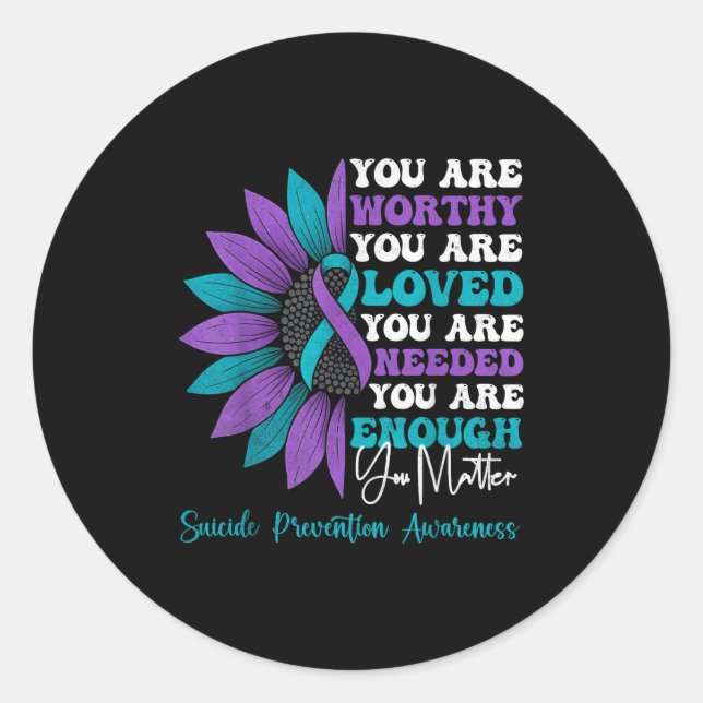 Sitive Motivational Suprt Suicide Prevention Aware Runder Aufkleber (Vorderseite)