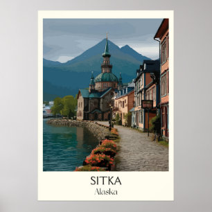 Sitka Alaska Historische Uferpromenade Stadt Poster
