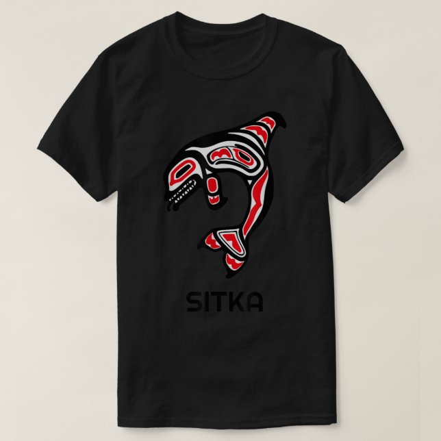 Sitka Alaska Native Amerikanische Ureinwohner Orca T-Shirt (Design vorne)
