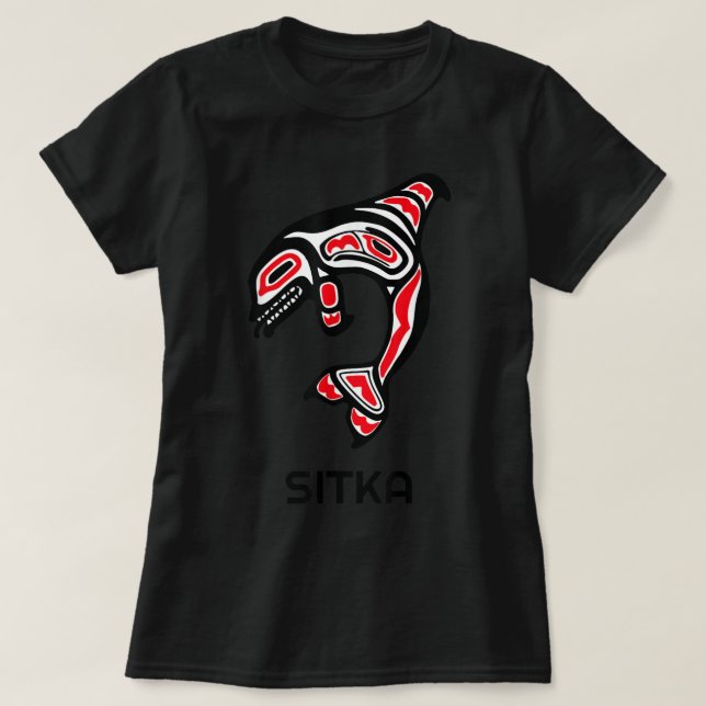 Sitka Alaska Native Amerikanische Ureinwohner Orca T-Shirt (Design vorne)