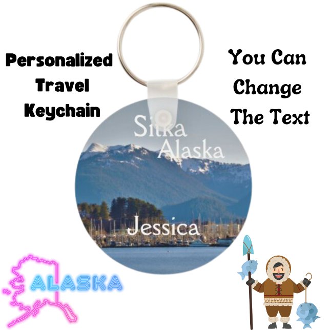Sitka Alaska Travel Junkie Personalisiert Schlüsselanhänger (Personalized Alaska Keychain)