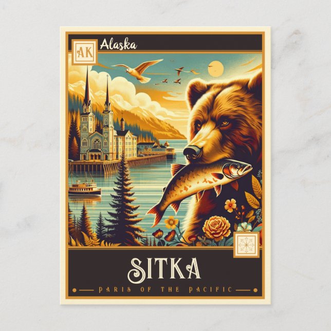 Sitka, Alaska | VINTAG Postkarte (Vorderseite)