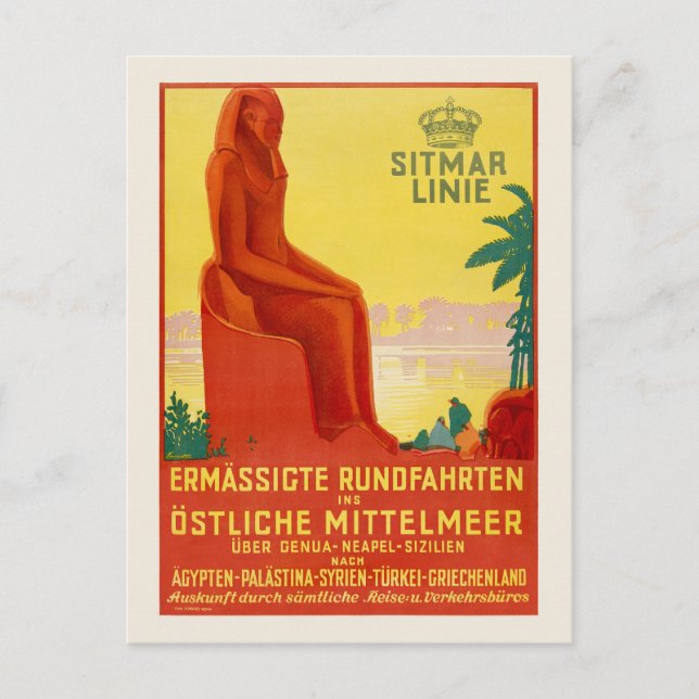 Sitmar Linie Vintage Poster 1930er Postkarte (Vorderseite)