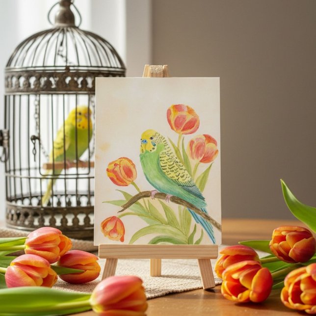 Sittich mit Tulpen Postkarte (Von Creator hochgeladen)