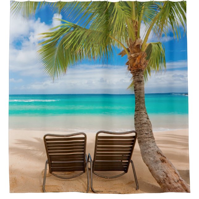 Sittin einfacher tropischer Strand-Duschvorhang Duschvorhang (Vorderseite)