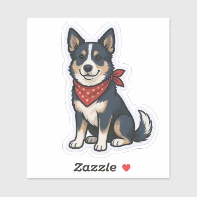 Sitting Blue Heeler Australian Cattle Dog Aufkleber (Blatt)