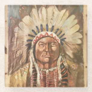Sitting Bull Indischer Chef Glasuntersetzer