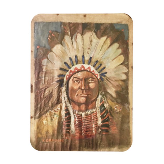 Sitting Bull Indischer Chef Magnet (Vertikal)