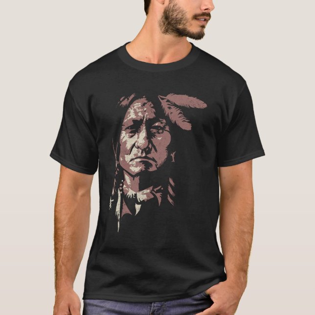 Sitting Bull Native American ChiefIndian Warrior T-Shirt (Vorderseite)