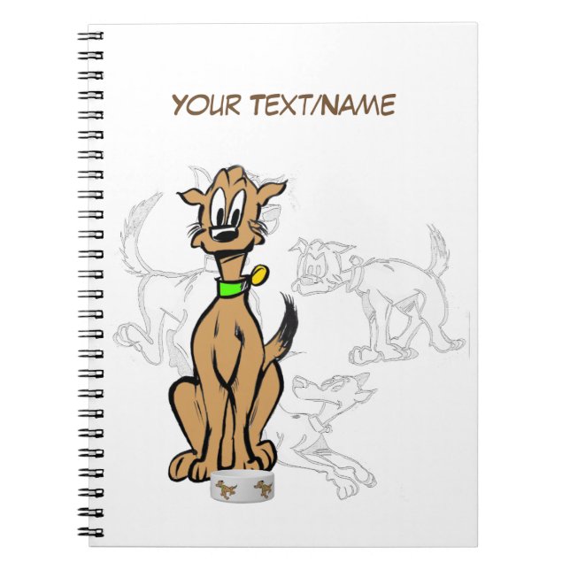 Sitting Dog Cartoon Anpassbare Sketch-Notebooks Notizblock (Vorderseite)