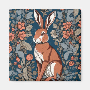 Sitting Hare William Morris Inspiriert floral Magnet