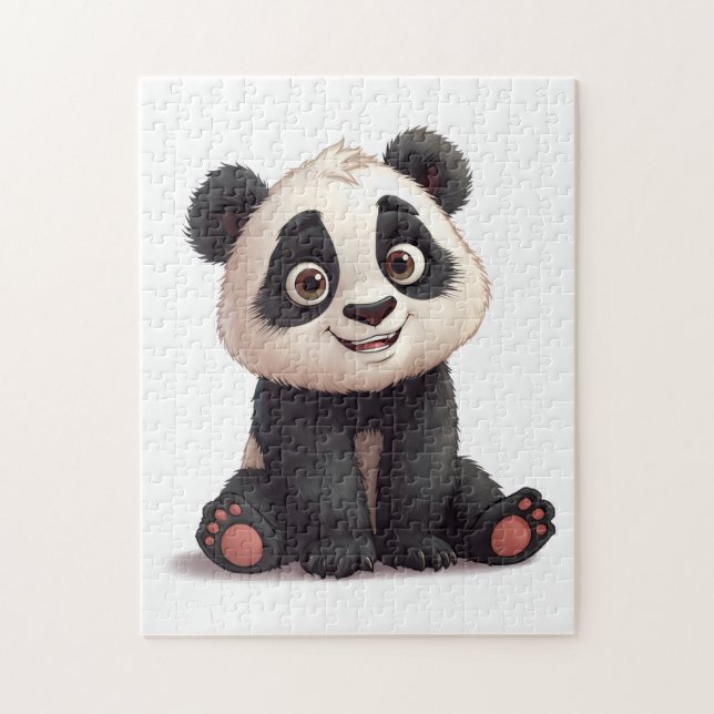 Sitting Panda Bear Cartoon Illustration Artwork (Vertikal)