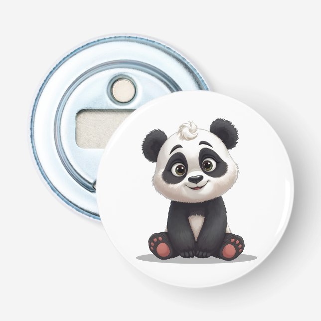 Sitting Panda Bear Cartoon Illustration Artwork Flaschenöffner (Vorderseite)
