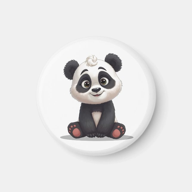 Sitting Panda Bear Cartoon Illustration Artwork Magnet (Vorne)