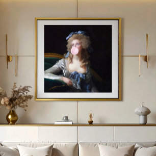 Sittsam mit rosa Kaugummi Poster