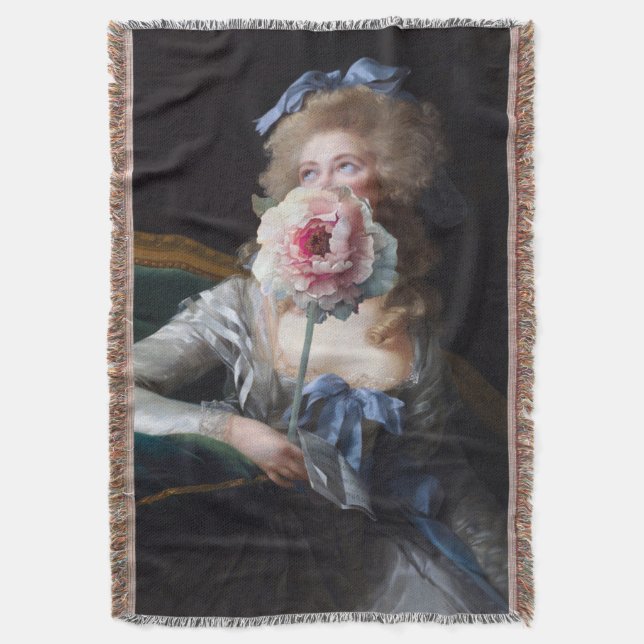 Sittsam mit rosa Pfingstrose Decke (Vorderseite Vertikal)