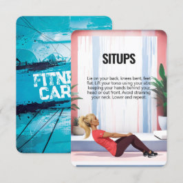 Situps Crunches Fitness Card mit Blue Backups Save The Date