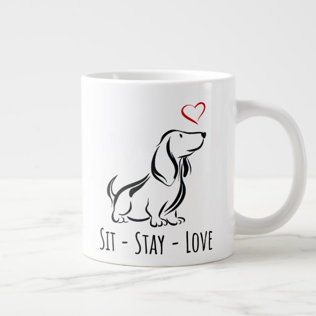 Sitz-Bleib-Liebe Basset Hound Jumbo-Tasse (Rechts)