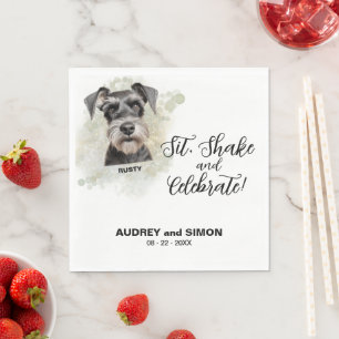 Sitz, schüttle und feiere Miniature Schnauzer Hoch Serviette