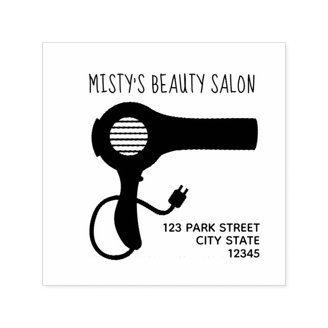 Sitzadresse des Blow Dryer Hair Permastempel (Design)